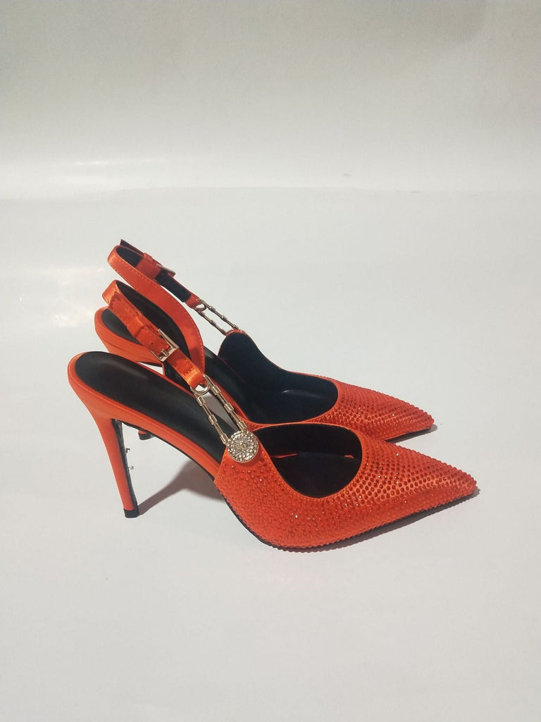 WW | Damen Rhinestone Spitzeblatt Riemen Dekorative Absatzschuhe
