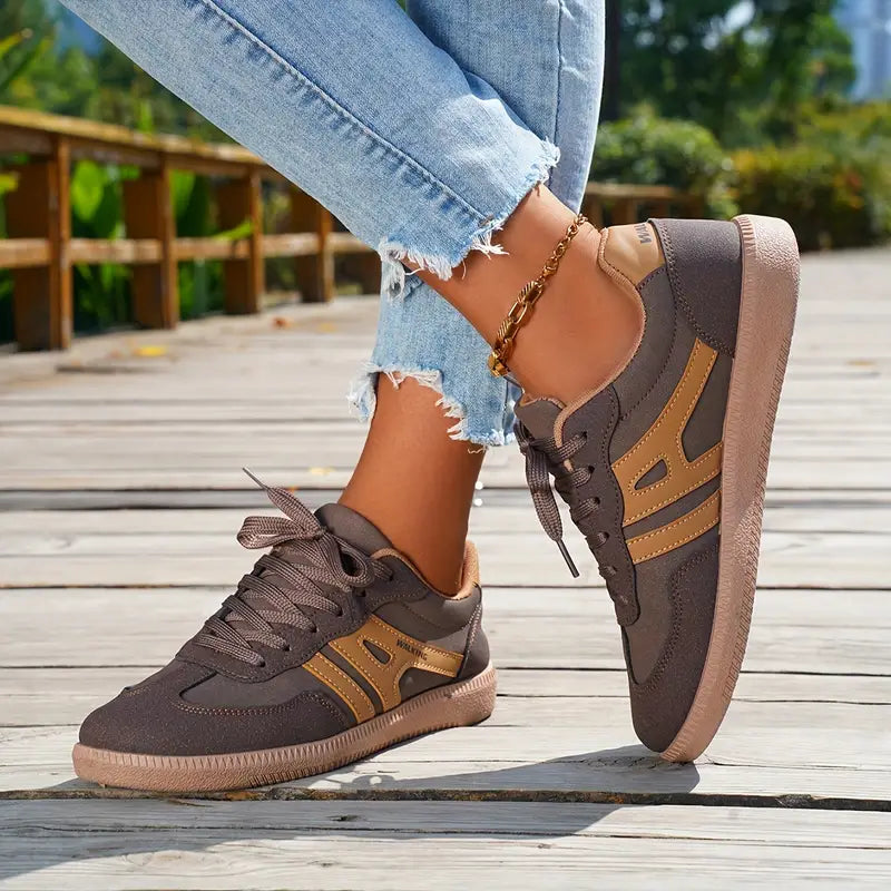WW | Damen Lässige Turnschuhe Mit Niedrigem Absatz, Schnürung Mode Schuhe