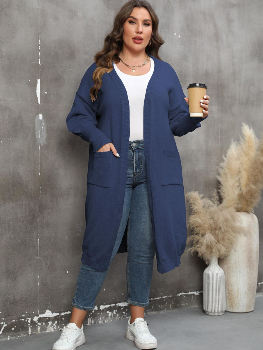 WW | Plus Size Langarm Taschen Cardigan