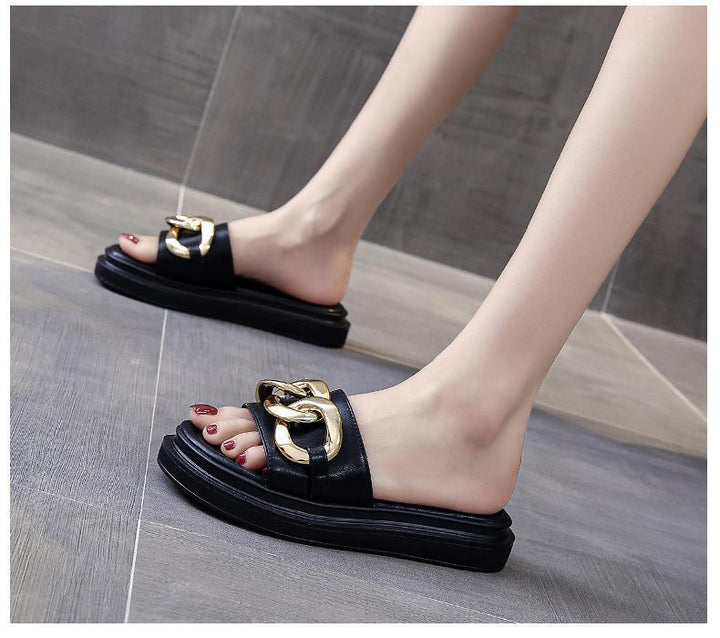 W&W Mode | Sandals women with platform and golden chain