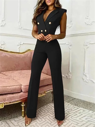WW | Jumpsuit mit V-Ausschnitt und Hahnentrittmuster