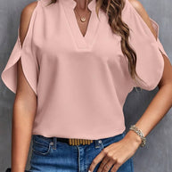 WW | Bluse mit Notch-Ausschnitt und eleganten, geteilten Ärmeln Für Frauen