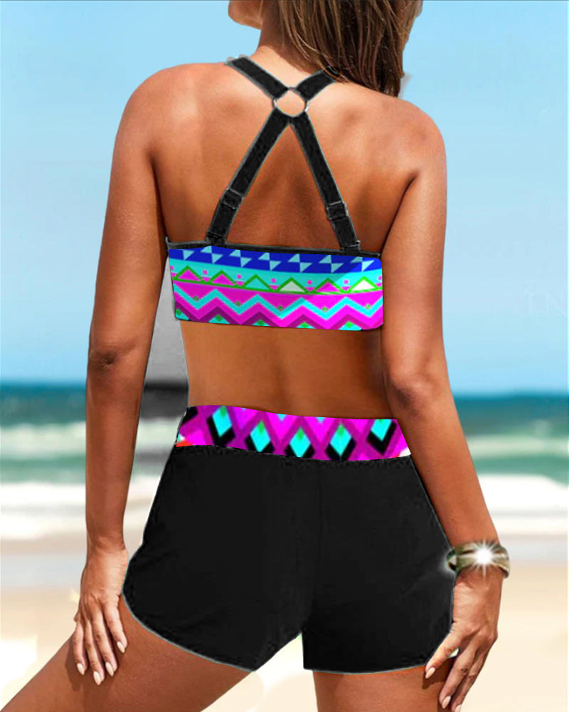 WW | Hoch Geschnittene Bikinis mit Geometrischem Print