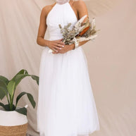 WW | Halter Tüll Midi Kleid