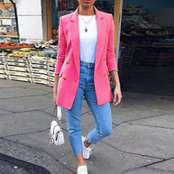 WW | Damen Blazer Eleganter Longblazer Mit 3/4 Ärmeln, Ideal Für Business Looks