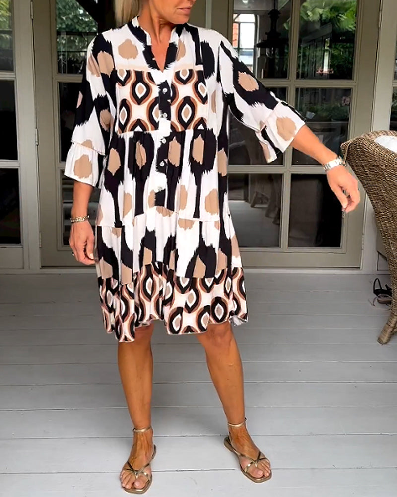 WW A-line Kleid | Stilvolles bedrucktes Midi-Sommerkleid für Frauen mit Taschen