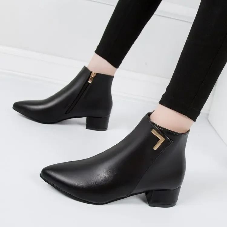 W&W Mode | Stiefeletten Mit Spitzem Schuh Und Seitenreißverschluss Damen Stiefeletten