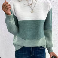 Elegante dreifarbige Patchwork-Pullover