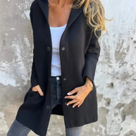 WW | Lange Strickjacken Für Damen Eleganter Strickjacke Mit Kapuze Und Knöpfen