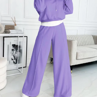 WW | Zweiteiliger Kapuzenpullover Und Hosenanzug Mit Weitem Bein