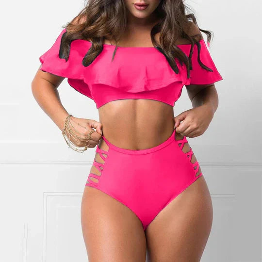 W&W Mode | Schulterfreie Bikini Satzs Mit Rüschen