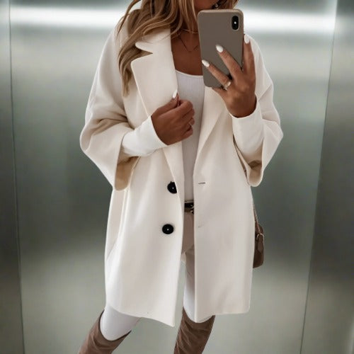 W&W Mode - Damen schicker oversized Mantel in Elfenbein
