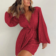 WW | Moderner Schnitt - Unifarbener Pailletten-Jumpsuit