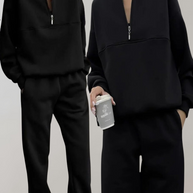 WW | teilige Fleece-Trainingsanzug-Set - stilvolle Damen-Zip-Up-Oberteil und Jogginghosen