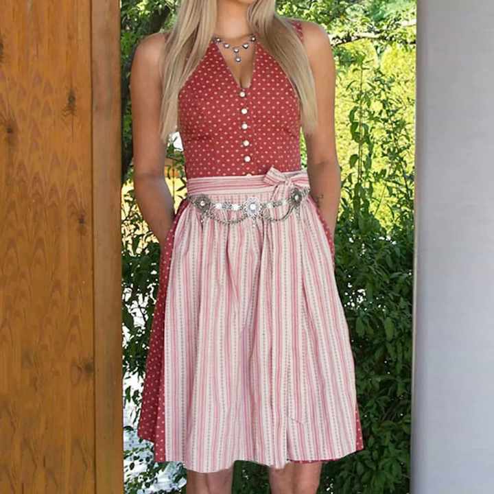 Damen traditionelles Outfit in Rot-Rosa