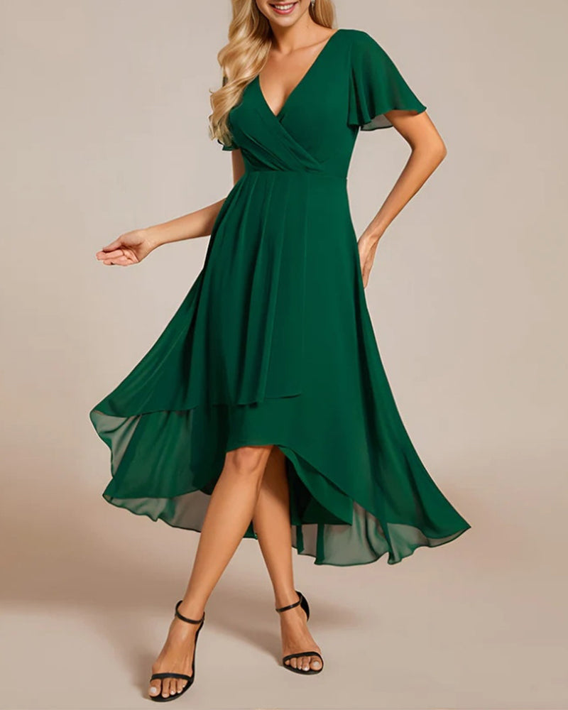 WW | Kleid mit V-Ausschnitt und Rüschenärmeln