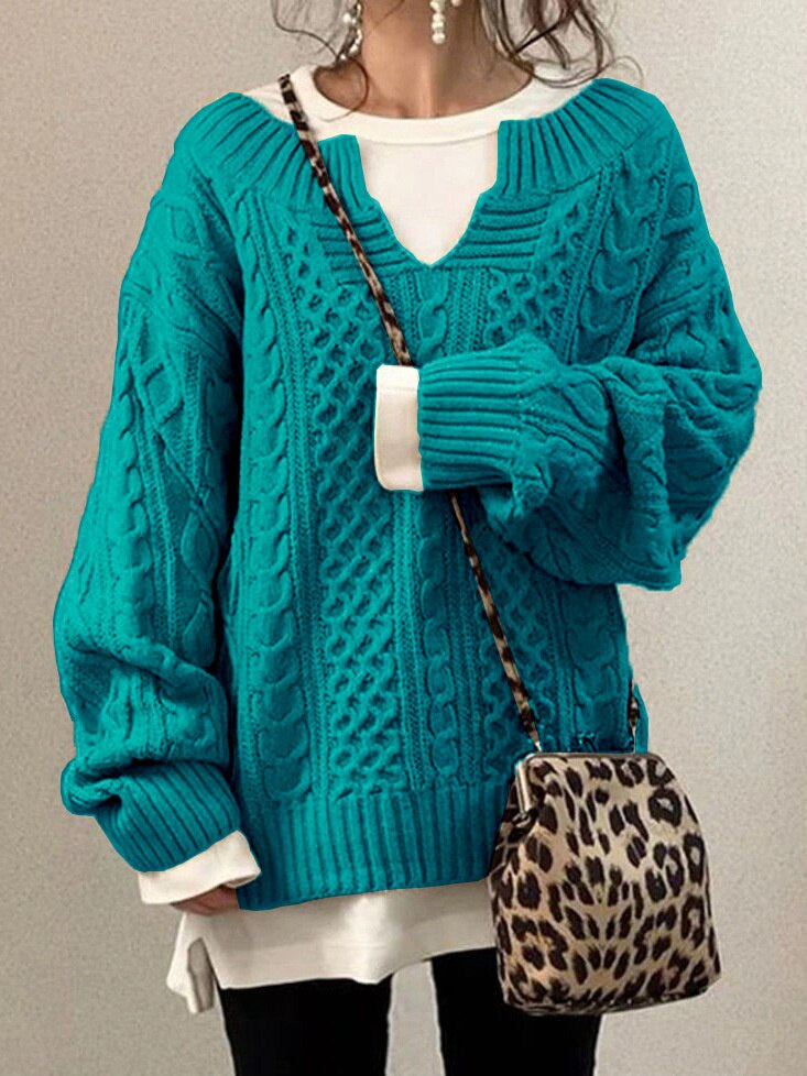 W&W Mode Luxe Sweater | Bequemer warmer Oversized-Zopfpullover aus weichem Material