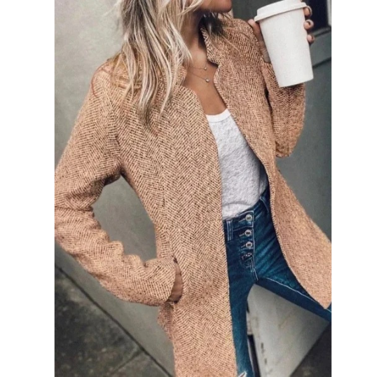 WW | Lange Strickjacken Damen Leichtgewicht Offene Vorderseite Jacke