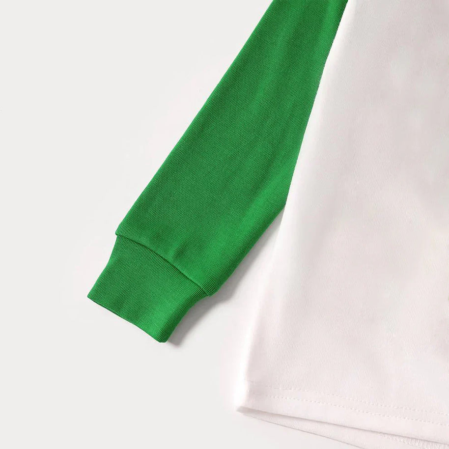 WW | Grünes Raglan-Top Grünes Karomuster Weihnachts-Pyjama-Set mit Gnom und 