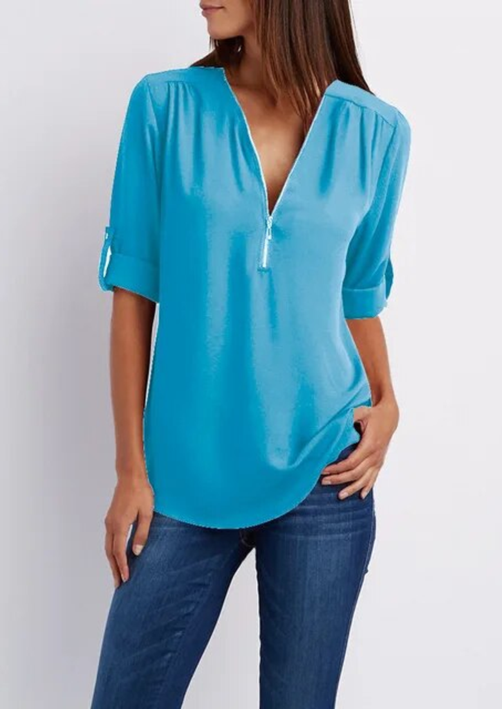 WW | Chiffonbluse mit Reißverschluss