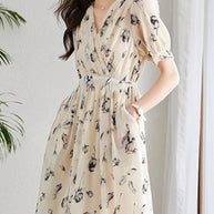 WW | Temperament Kurzarm Chiffonkleid