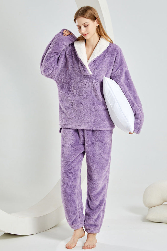 WOLFF | Elegantes Plüsch Weihnachten Pyjama-Set