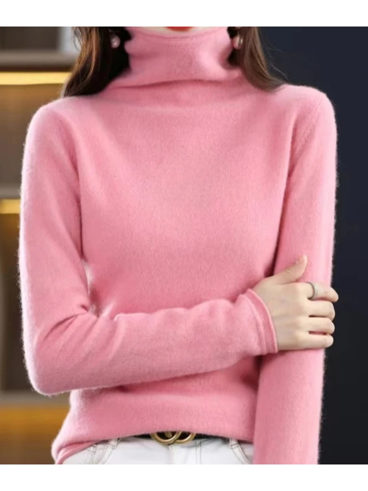 WW | Damen Rollkragenpullover Weiches Fuzzy Strick Warm und Komfortabel Rollkragenpullover Damen