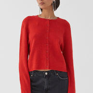 WW | Bunter Unifarbener Damen-Cardigan