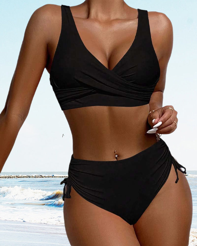 WW bikini-badeanzug mit kordelzug und schnürung hinten