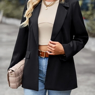 WW | Damen Blazer mit Einem Knopf, Langen Ärmeln, Tailliertem Schnitt, Lässig Chic