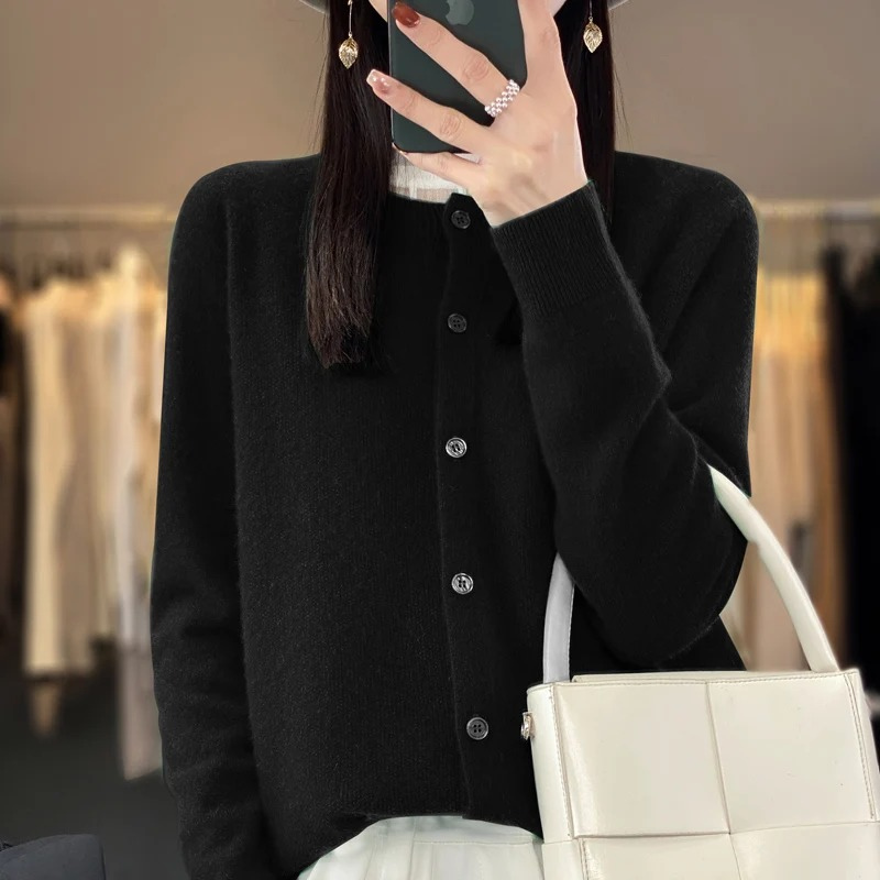 WW | Wolljacke Damen Strickjacke mit Knopfleiste, Weiches Material