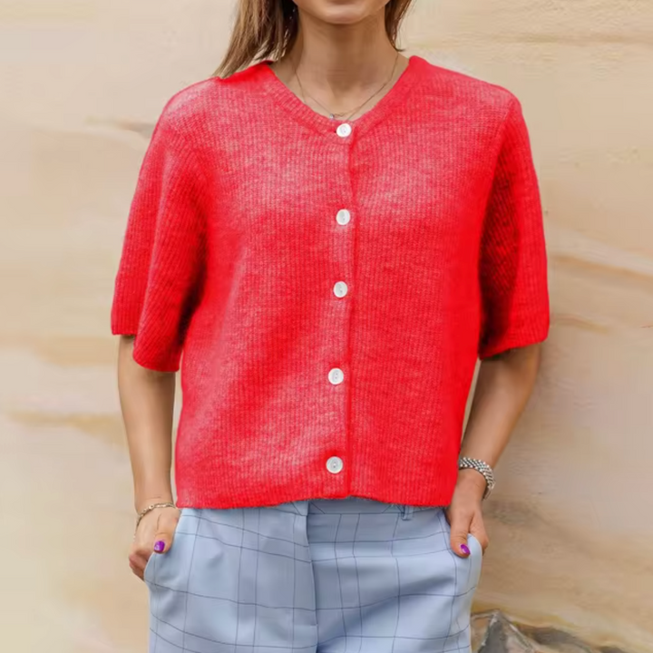 W&W Mode | Kurzes Strick Strickjacke Mit Knöpfen Für Damen