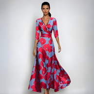 WW | Maxikleid Mit V-Ausschnitt Und Lebendigem Abstraktem Print Für Damen