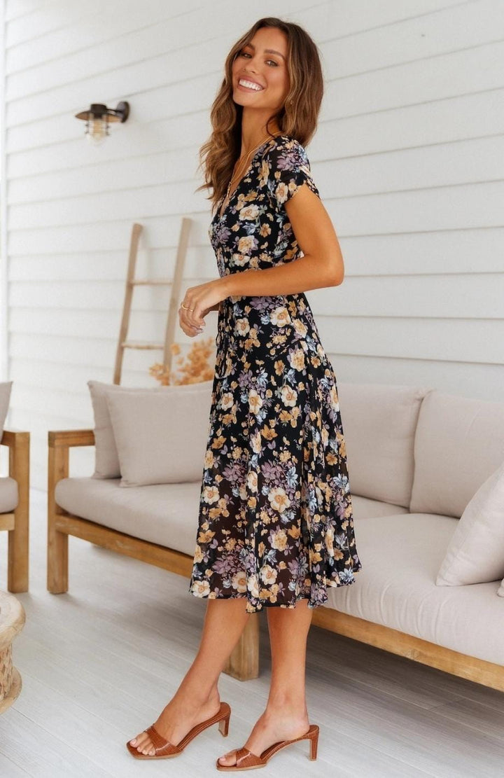 W&W Mode | Kleid in Midi Länge, Ideal Für Frühling Und Den Täglichen Gebrauch
