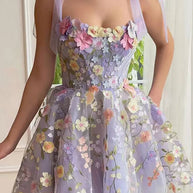WW | Proof Of Perfection 3D Blume Bestickt Bindeband Mini Kleid