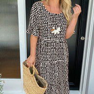 Midikleid mit Rundhalsausschnitt und Polka-Dot-Print