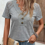 Specas™ - Woman T-Shirt mit kurzen Ärmeln und Spitze