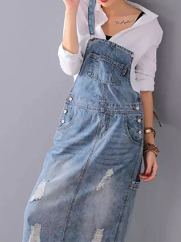 W&W Mode | Lässiges Denim-Latzkleid