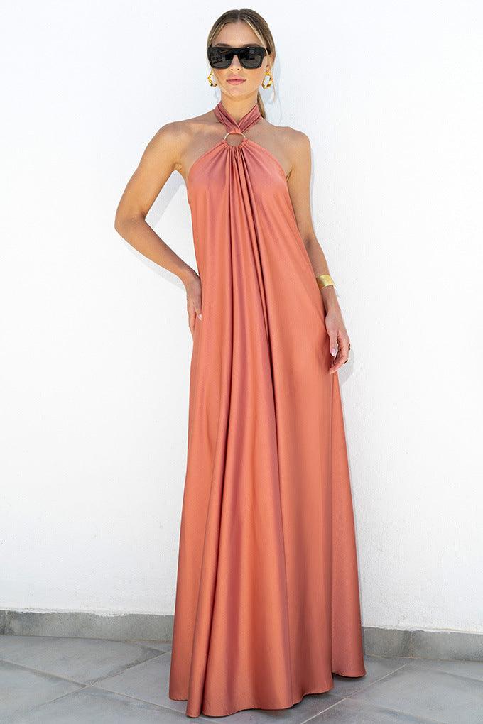 W&W Mode | Satin Halter Neck Maxi Dress für Frauen