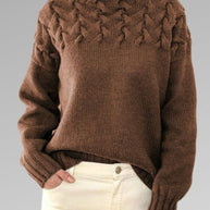 WW - Damen hochkragen Kabelstrickpullover