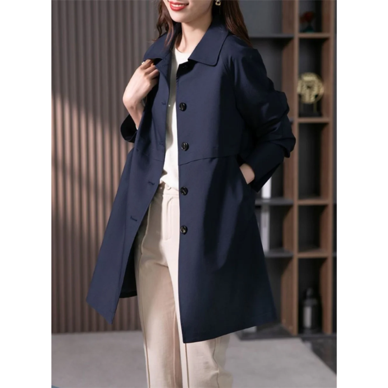 W&W Mode | Klassischer Trenchcoat Damen, Einfach Gebunden, Taillierter Damenmantel