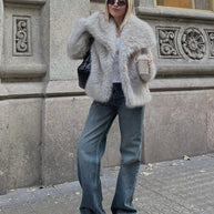 WW | Flauschige Pelzjacke Für Winter