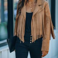 Wildlederjacke für Frauen mit Quastenbesatz