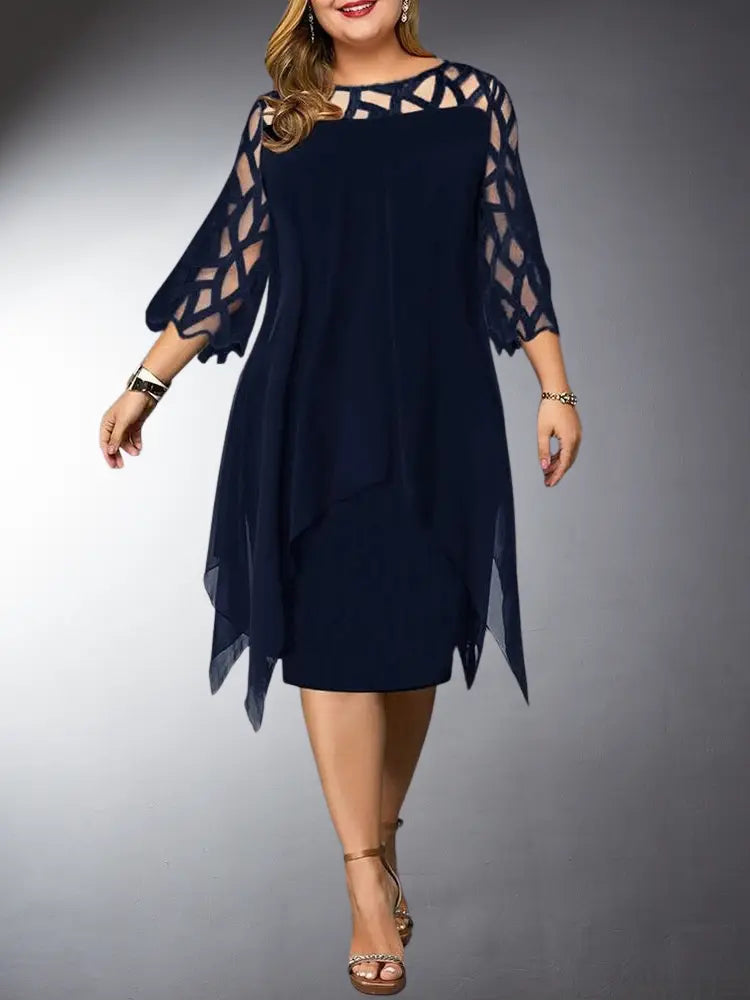 W&W Mode | Elegantes Plus Size Spitzen Midi Kleid