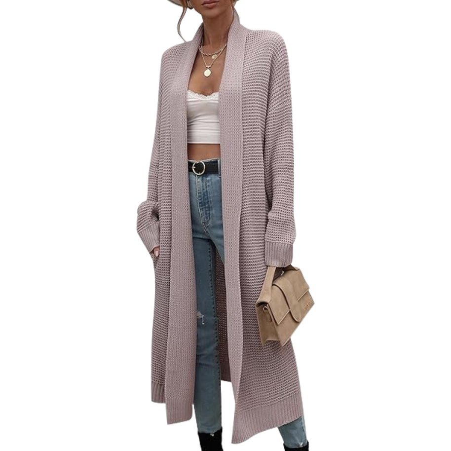 WW | Langer Offener Strickjacke Für Damen