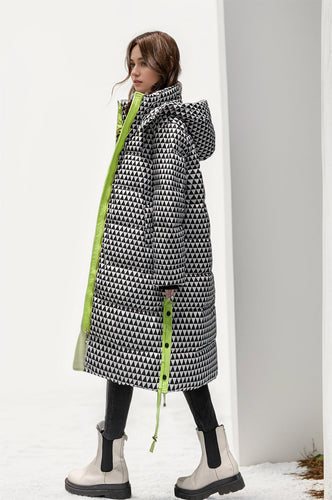 WW | Trendige Kapuzen Karierte Überknie Baumwollmantel