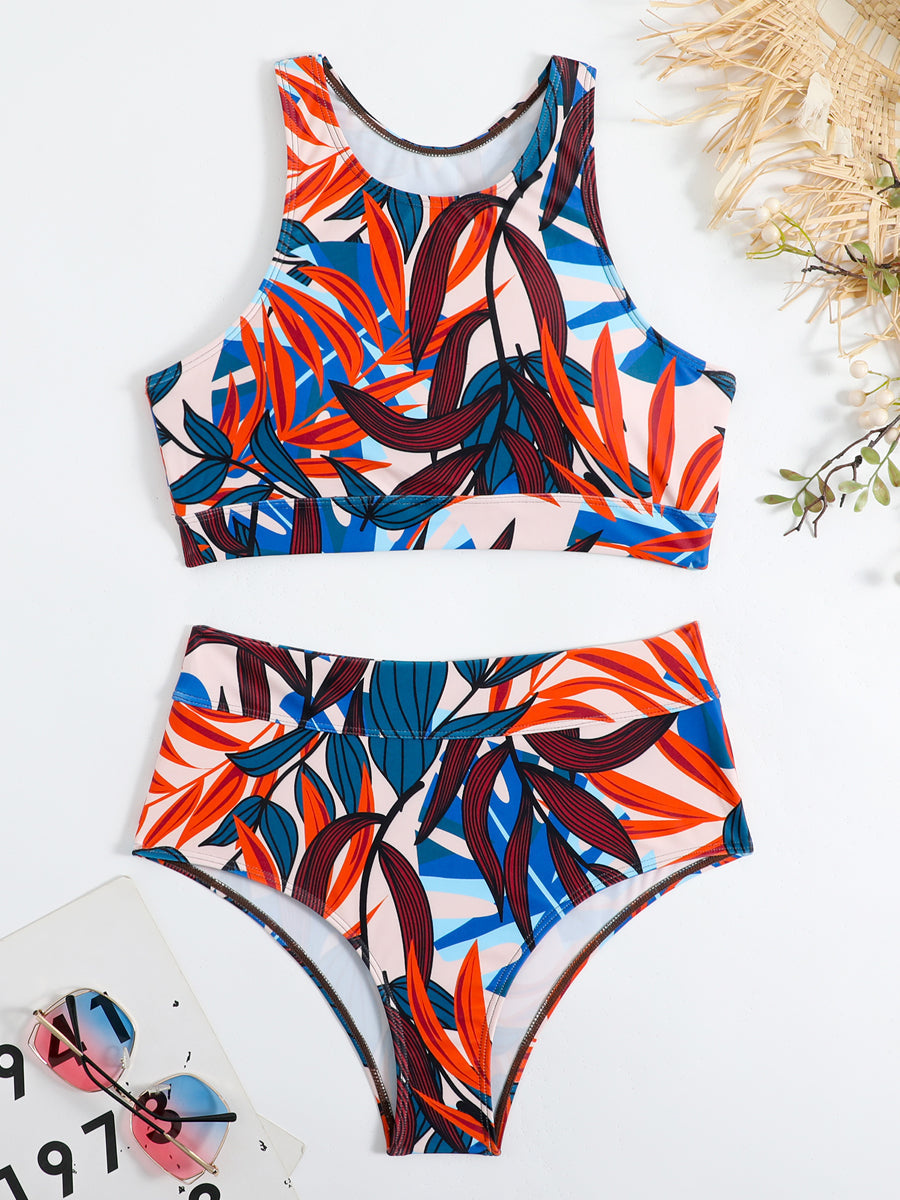 WW | Damen Sportlicher High Waist Bikini Frauen Schwimmbekleidung