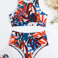 WW | Damen Sportlicher High Waist Bikini Frauen Schwimmbekleidung