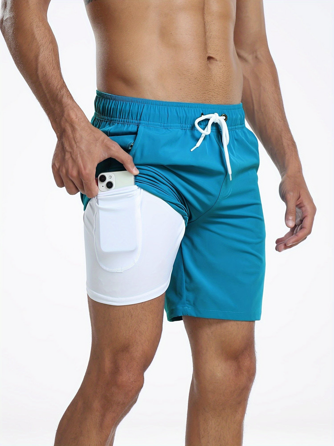 W&W Mode | Schnell Trocknende Herren Badehose Doppelschicht Design