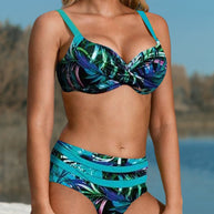 WW taillierter Bikini mit Blattmuster
